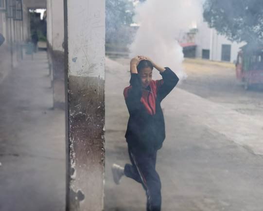 平安校園橫溪初級中學開展消防減災應急模仿演練