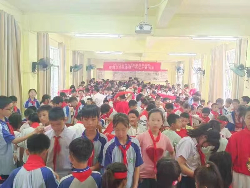 塘田市鎮(zhèn)中心完小舉行少先隊員入隊儀式