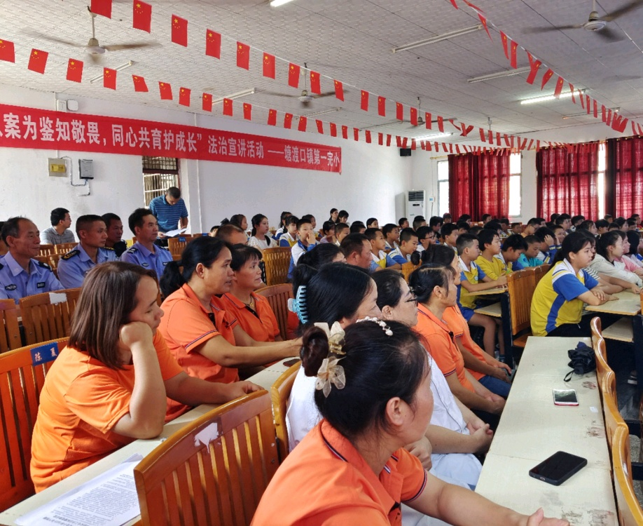 塘渡口鎮(zhèn)第一完全小學(xué)開展＂同心護(hù)蕾，護(hù)航成長＂法治宣講大課堂