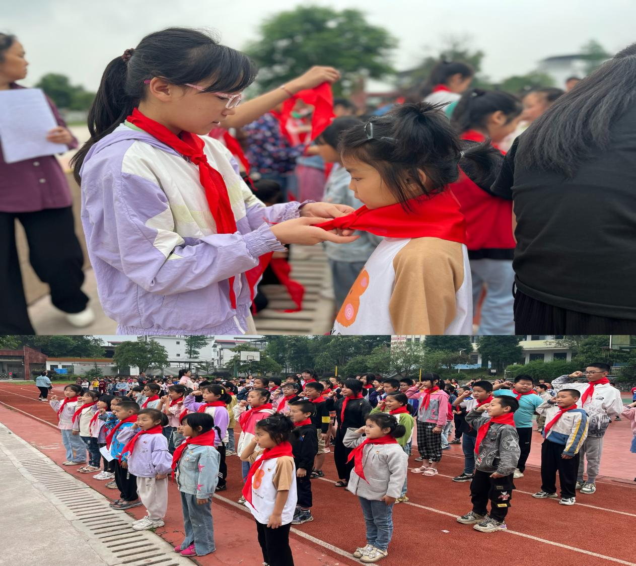 新寧縣崀山鎮(zhèn)窯市中心小學(xué)舉行紅領(lǐng)巾少先隊(duì)員入隊(duì)儀式